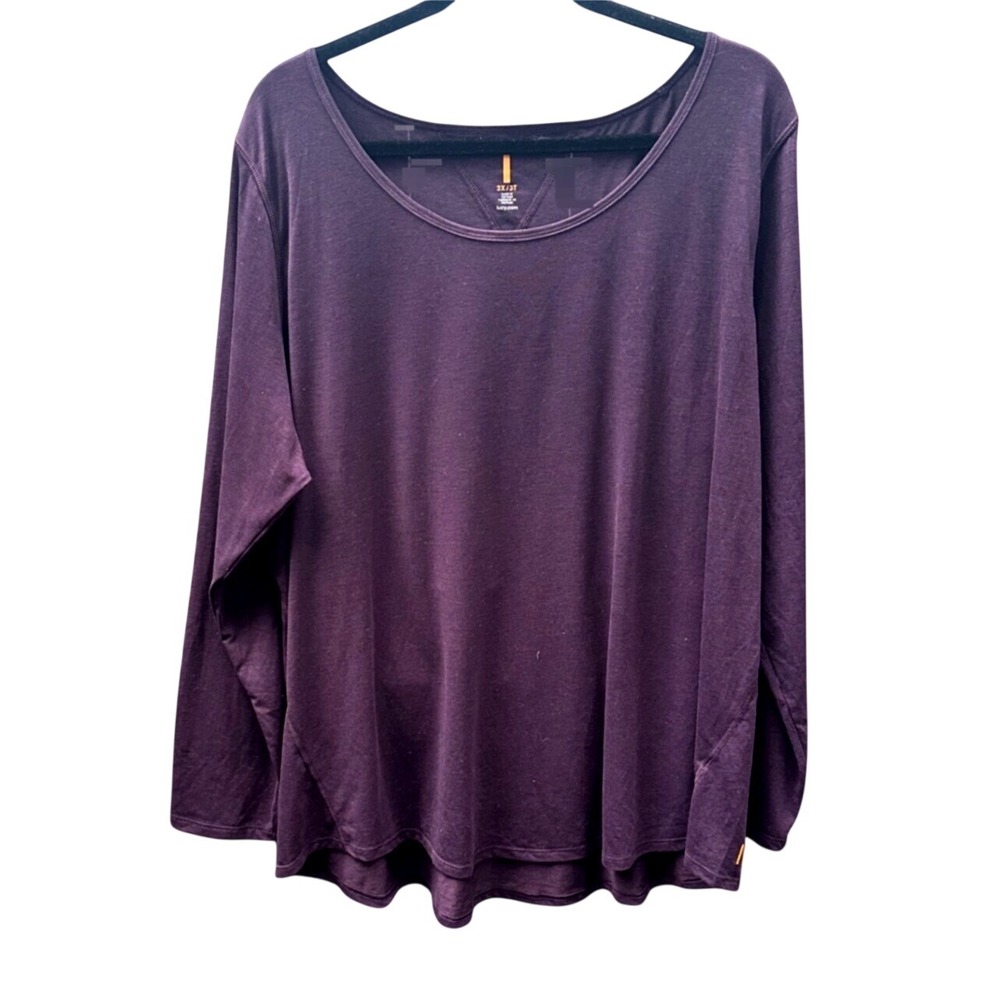 Lucy Activewear Plum Purple Long Sleeve Scoop Neck Top 3X 3T Tencel Blend